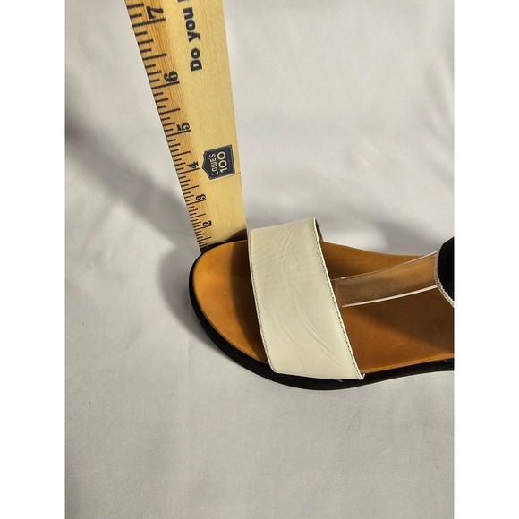 Corso Como Women Platform Wedge Sandals Black White Leather Elastic Strap Sz 9.5 - Picture 5 of 6